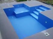 FABERTEC aplicado em piscina e posterior aplicação de tinta epóxi azul