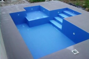 FABERTEC aplicado em piscina e posterior aplicação de tinta epóxi azul